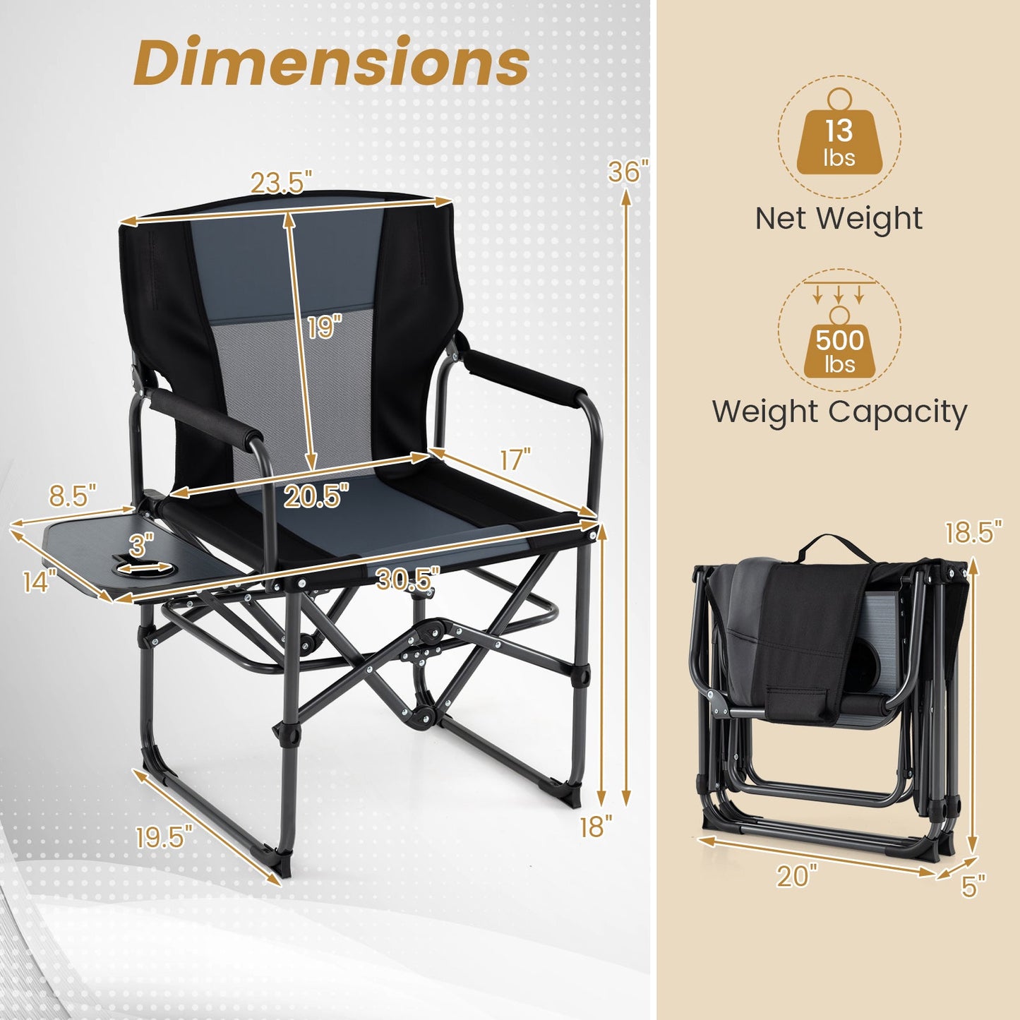 Camping Chair with Side Table