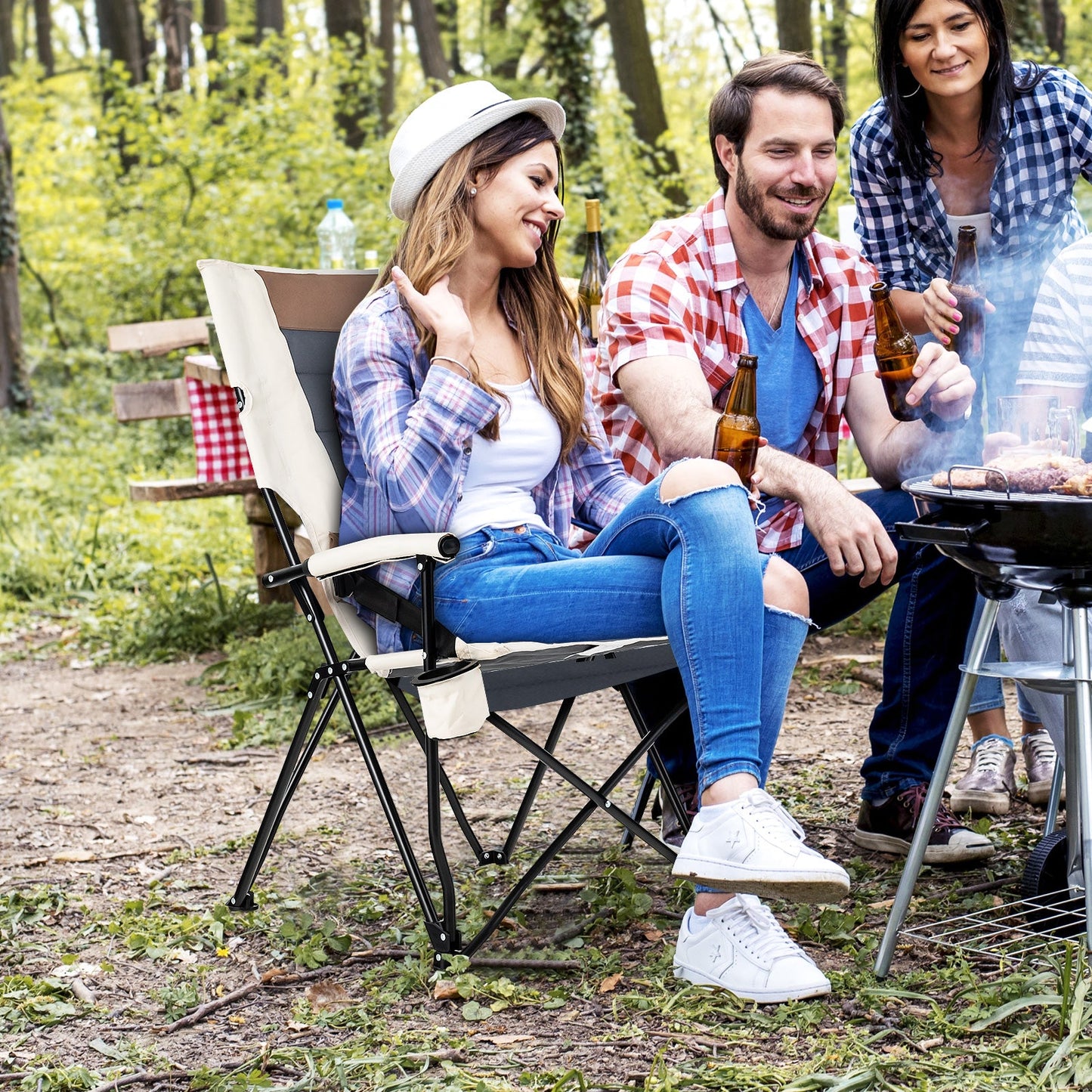 Camping Chair - Cup Holder - Lumbar Pillow