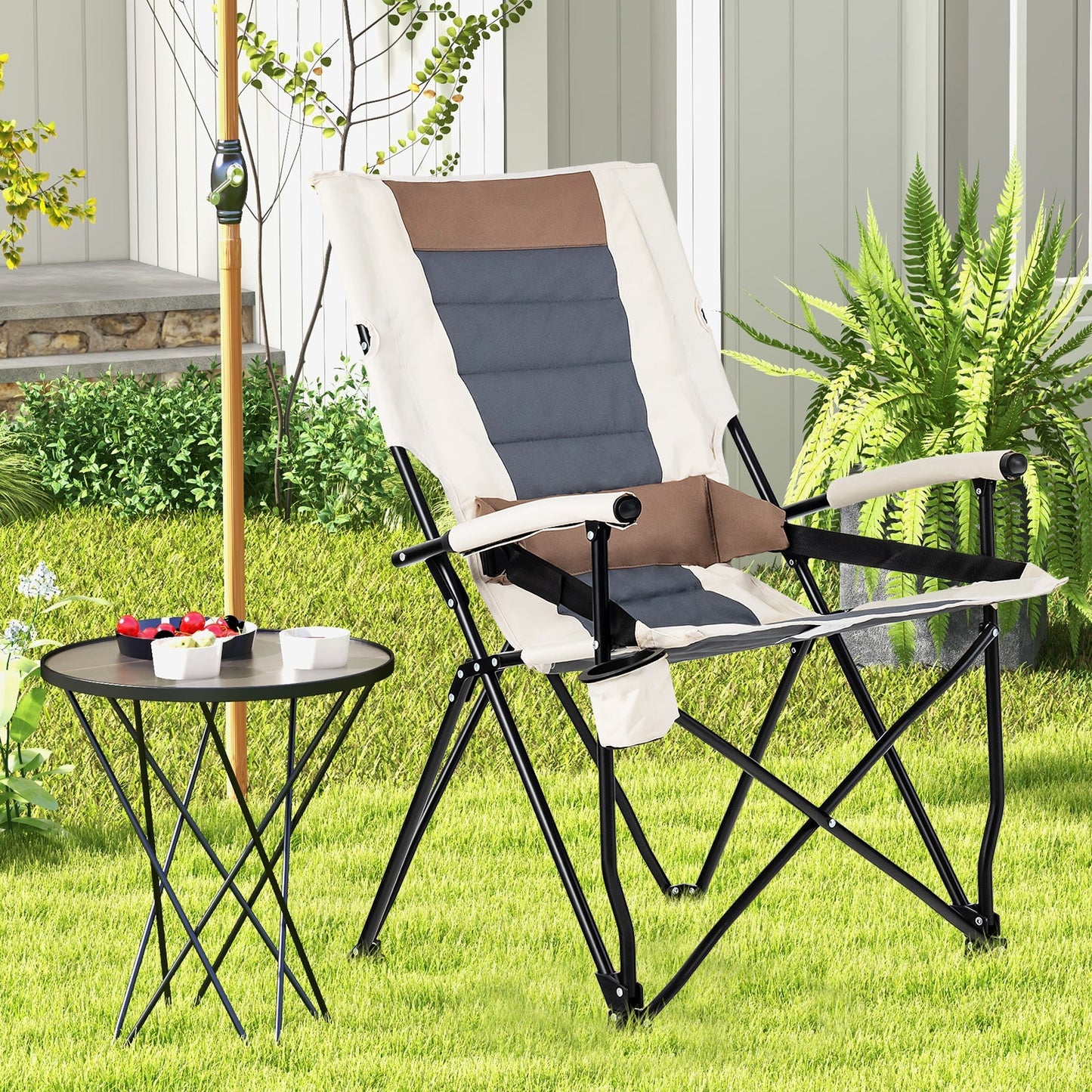 Camping Chair - Cup Holder - Lumbar Pillow