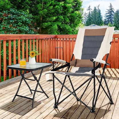 Camping Chair - Cup Holder - Lumbar Pillow