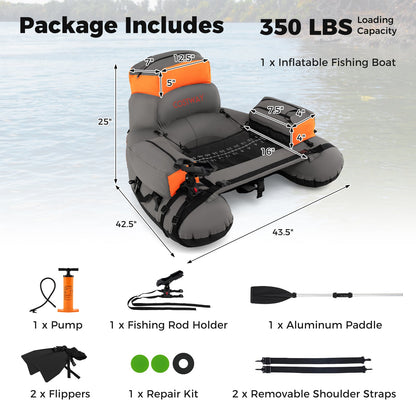 Inflatable Fishing Tube - Shoulder Straps - Storage