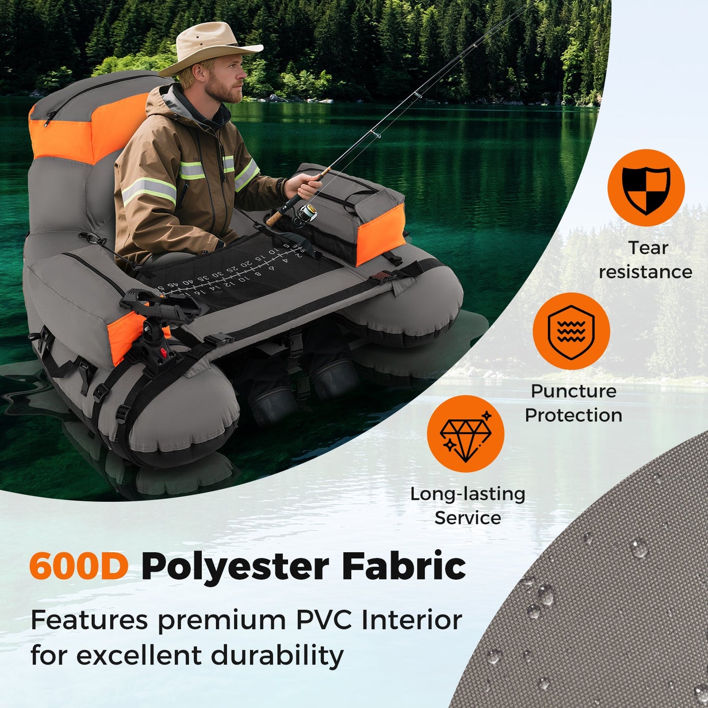 Inflatable Fishing Tube - Shoulder Straps - Storage