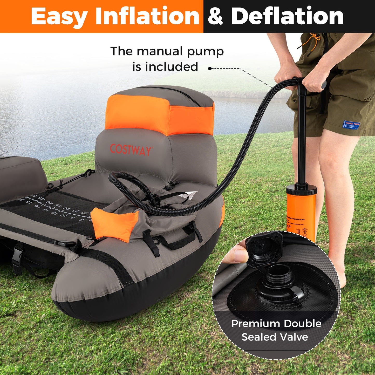 Inflatable Fishing Tube - Shoulder Straps - Storage