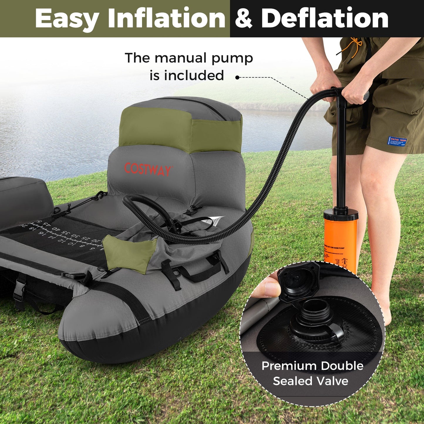 Inflatable Fishing Tube - Shoulder Straps - Storage