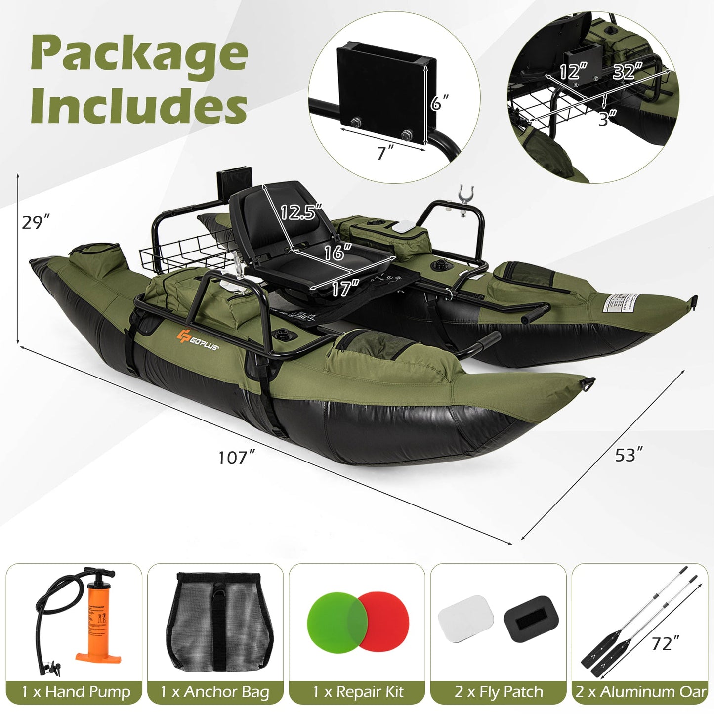 Float Tube / Padded Seat - Adjustable Footrest