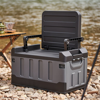 Foldable Stool with Backrest & Storage