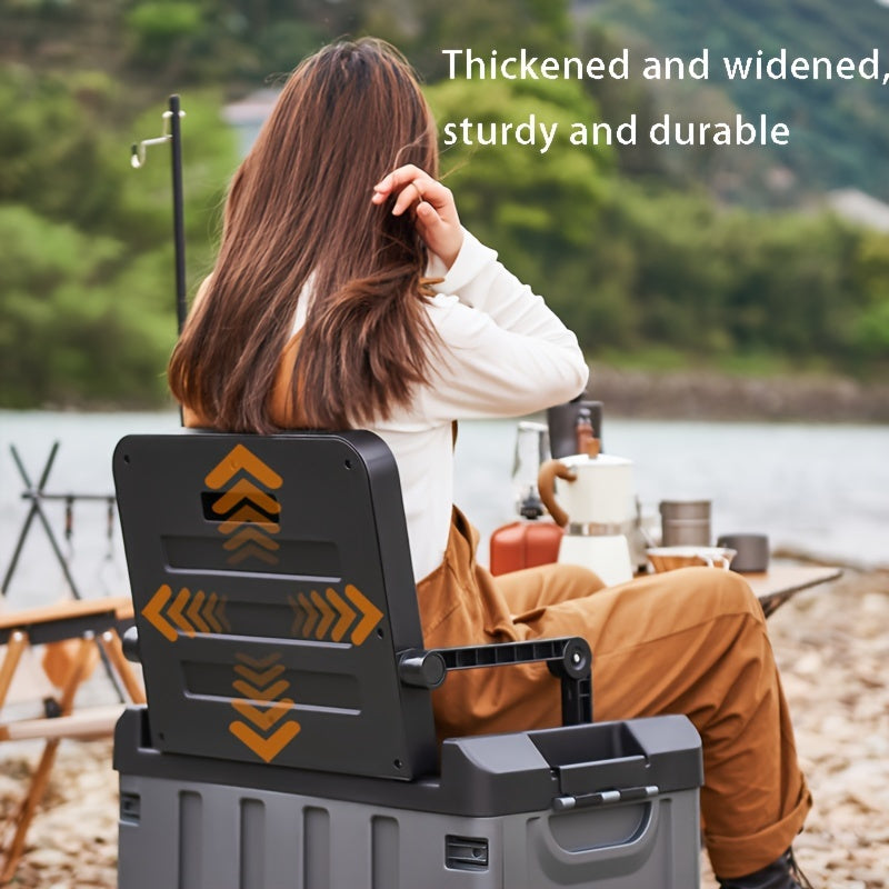 Foldable Stool with Backrest & Storage