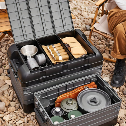 Foldable Stool with Backrest & Storage