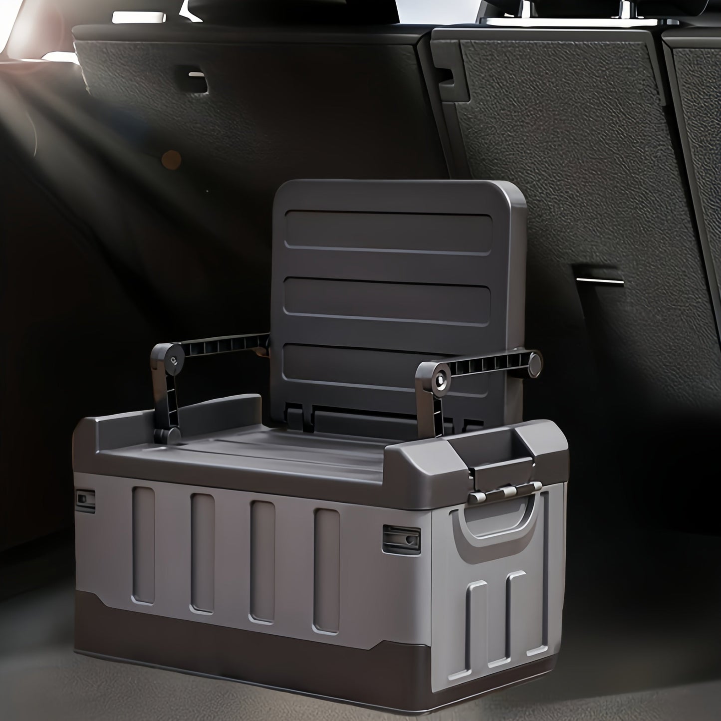 Foldable Stool with Backrest & Storage