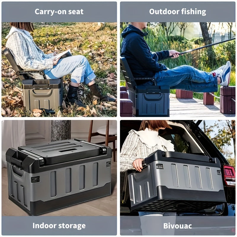Foldable Stool with Backrest & Storage