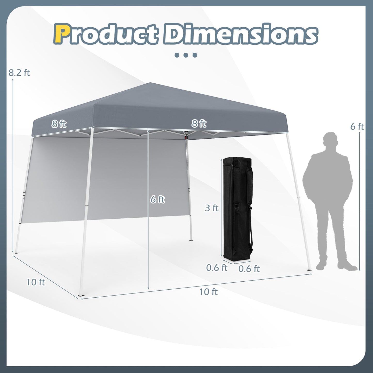 8 X 8 Pop up Canopy Tent with 1 Sidewall