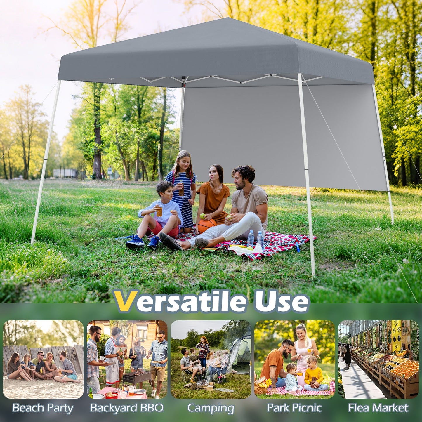 8 X 8 Pop up Canopy Tent with 1 Sidewall