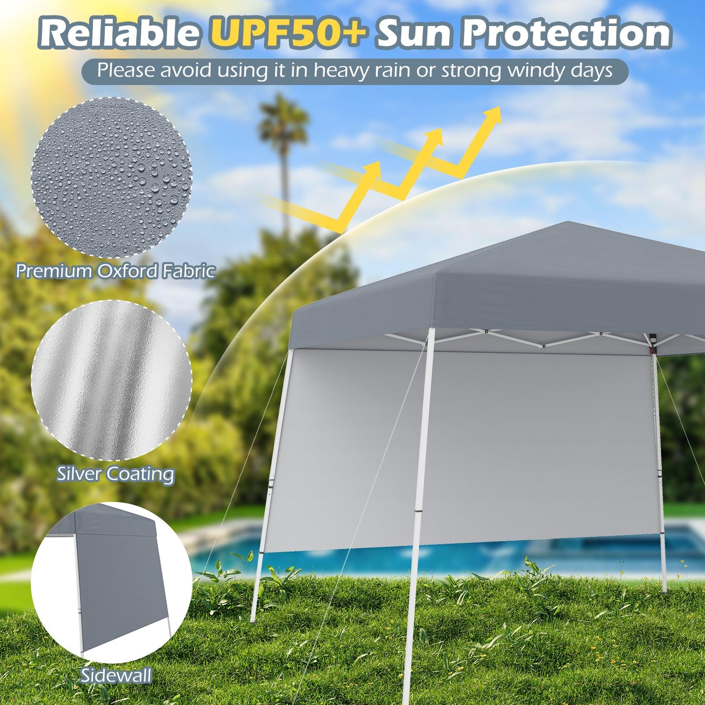 8 X 8 Pop up Canopy Tent with 1 Sidewall