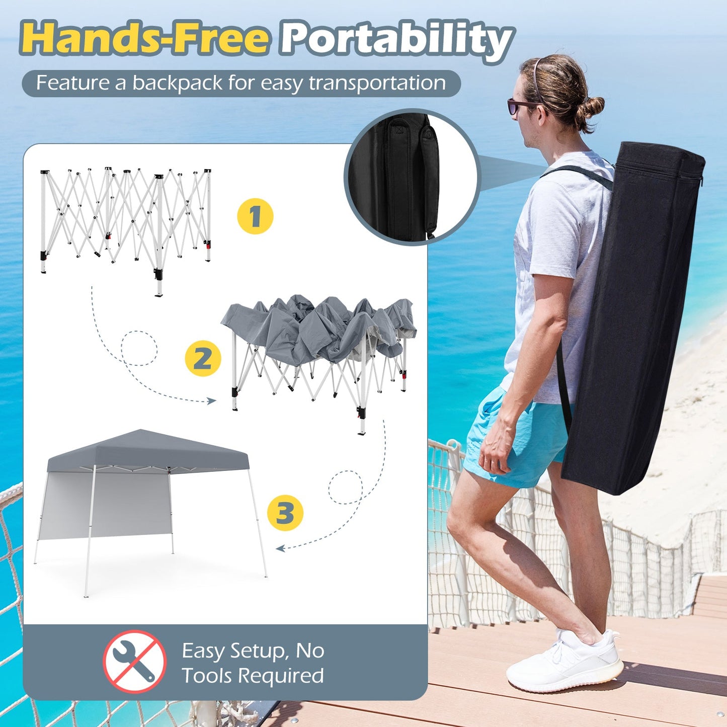 8 X 8 Pop up Canopy Tent with 1 Sidewall