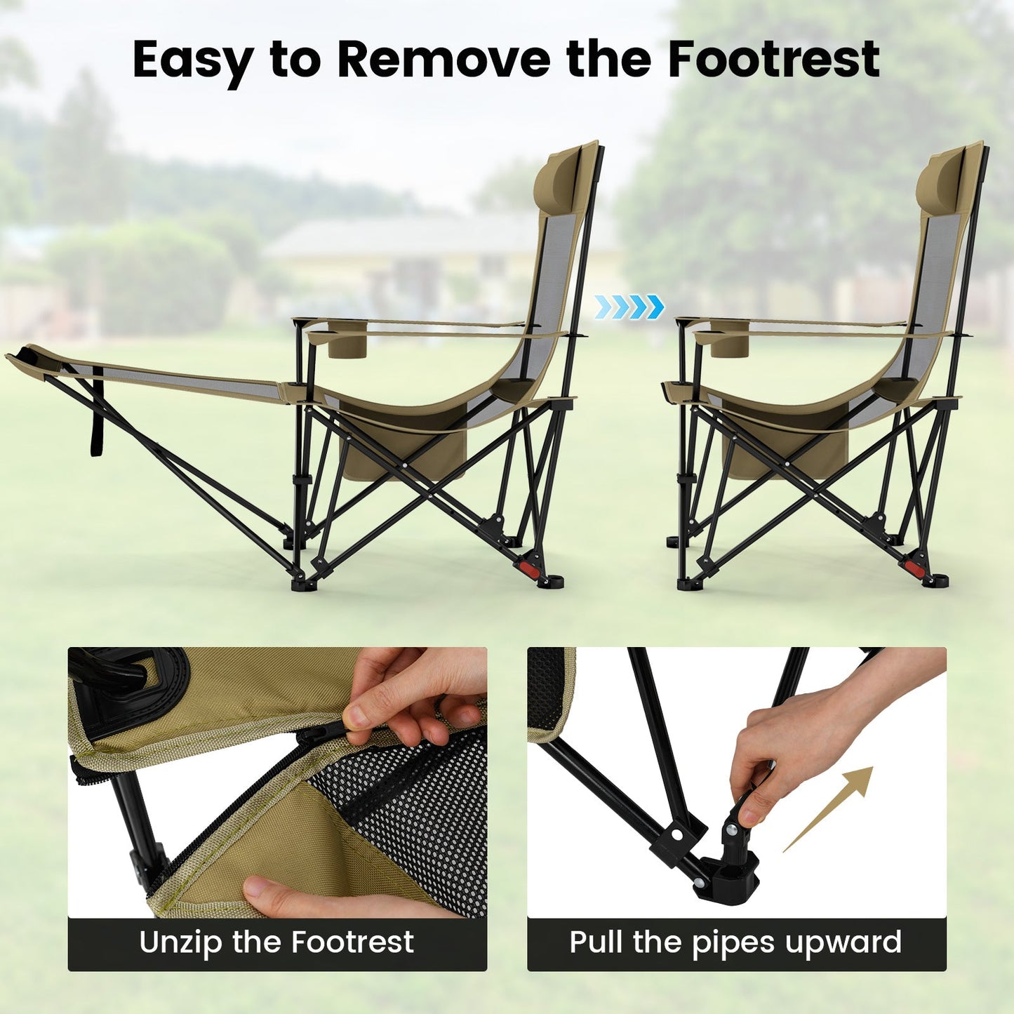 Reclining Camping Chair - Footrest