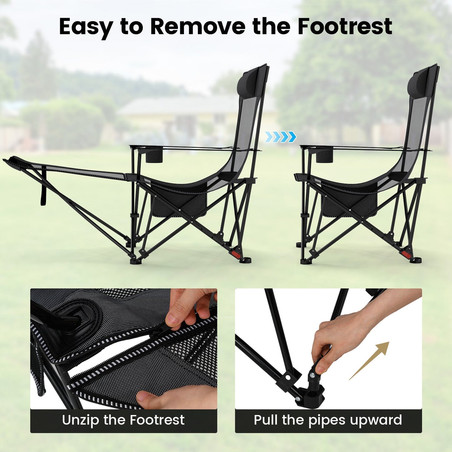 Reclining Camping Chair - Footrest