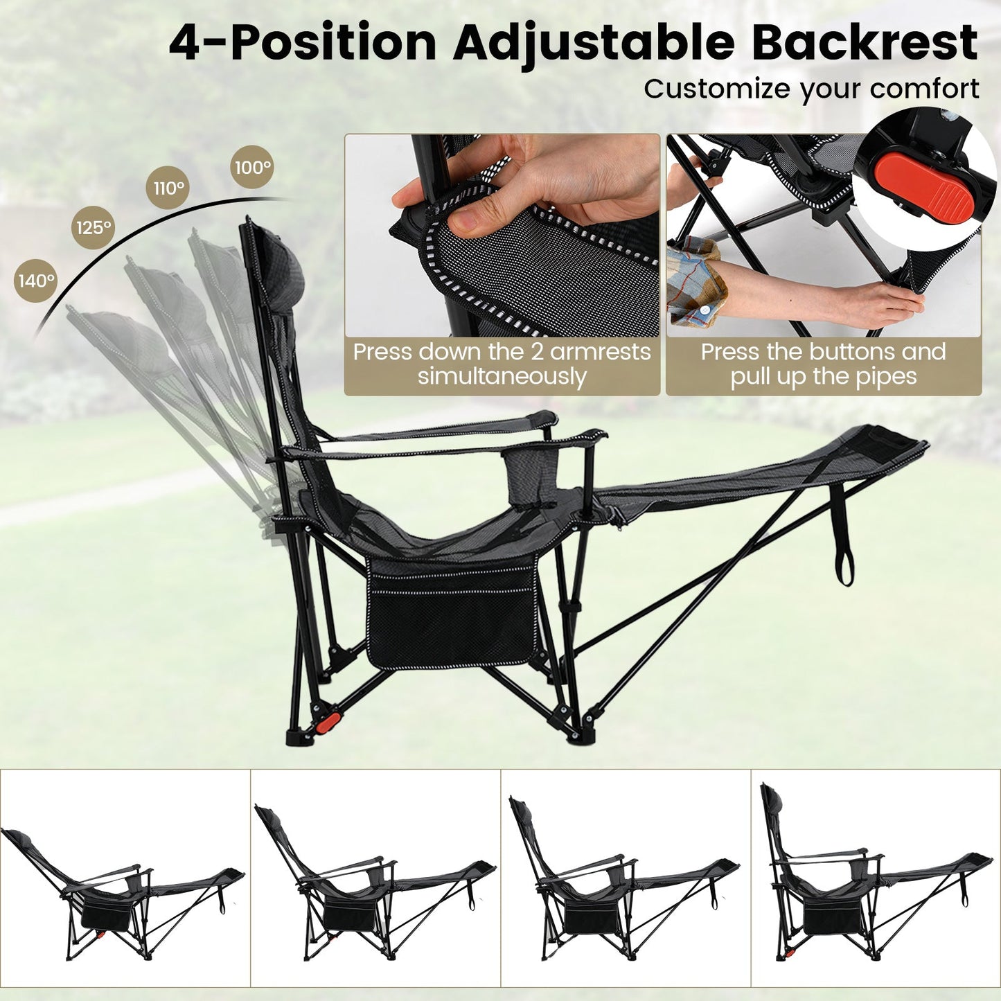 Reclining Camping Chair - Footrest