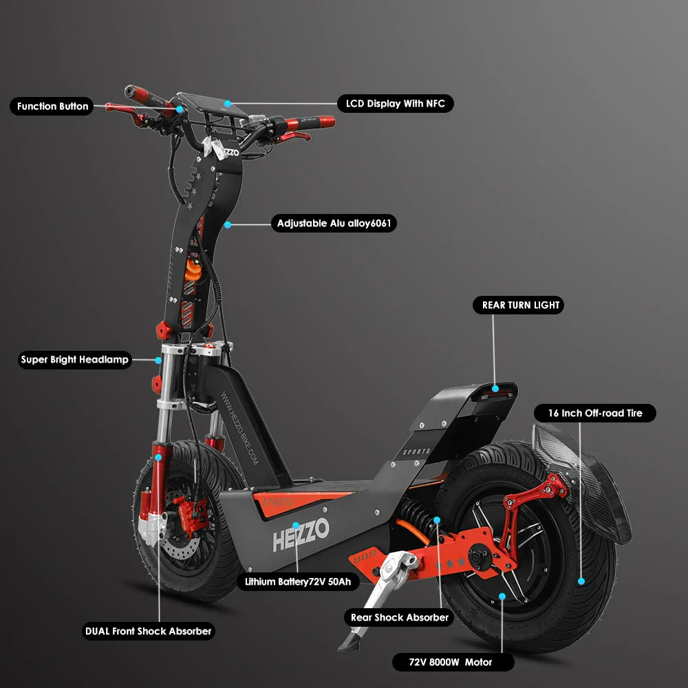HEZZO-F8 Electric Scooter - 8000W Power