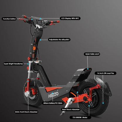 HEZZO-F8 Electric Scooter - 8000W Power