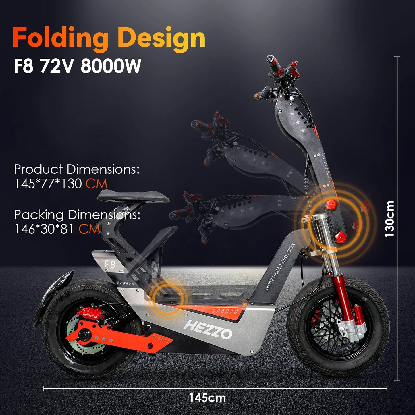 HEZZO-F8 Electric Scooter - 8000W Power