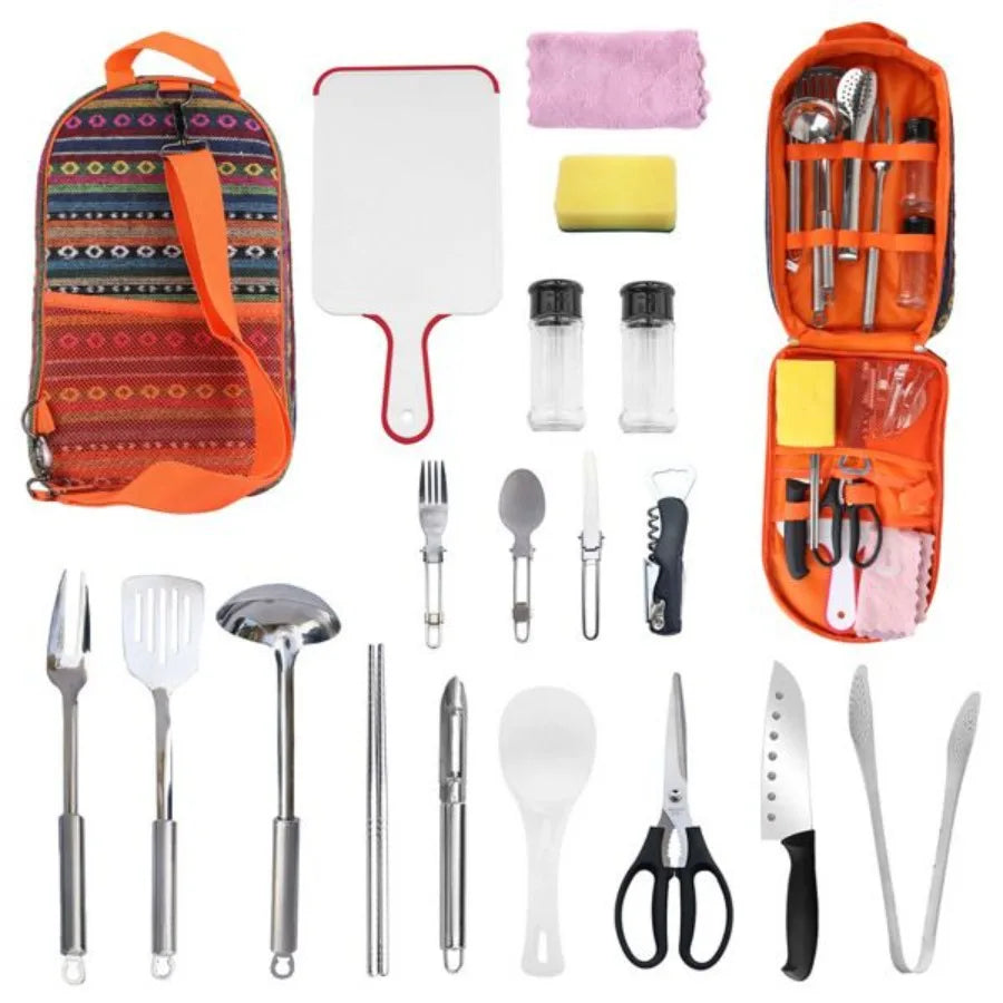 19Pcs Camping Cooking Utensil Kit