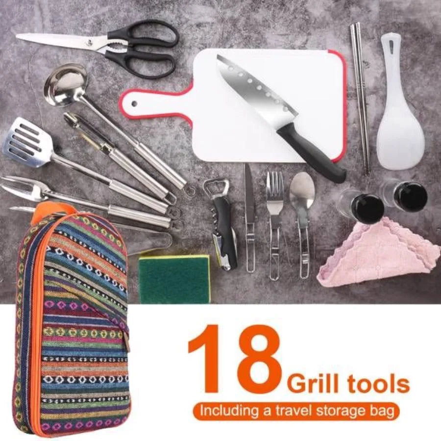 19Pcs Camping Cooking Utensil Kit