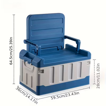 Foldable Stool with Backrest & Storage