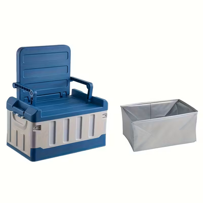 Foldable Stool with Backrest & Storage