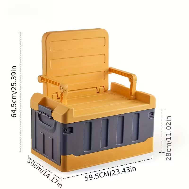 Foldable Stool with Backrest & Storage