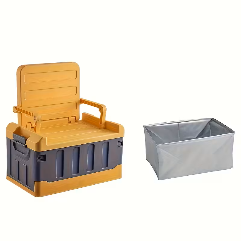 Foldable Stool with Backrest & Storage