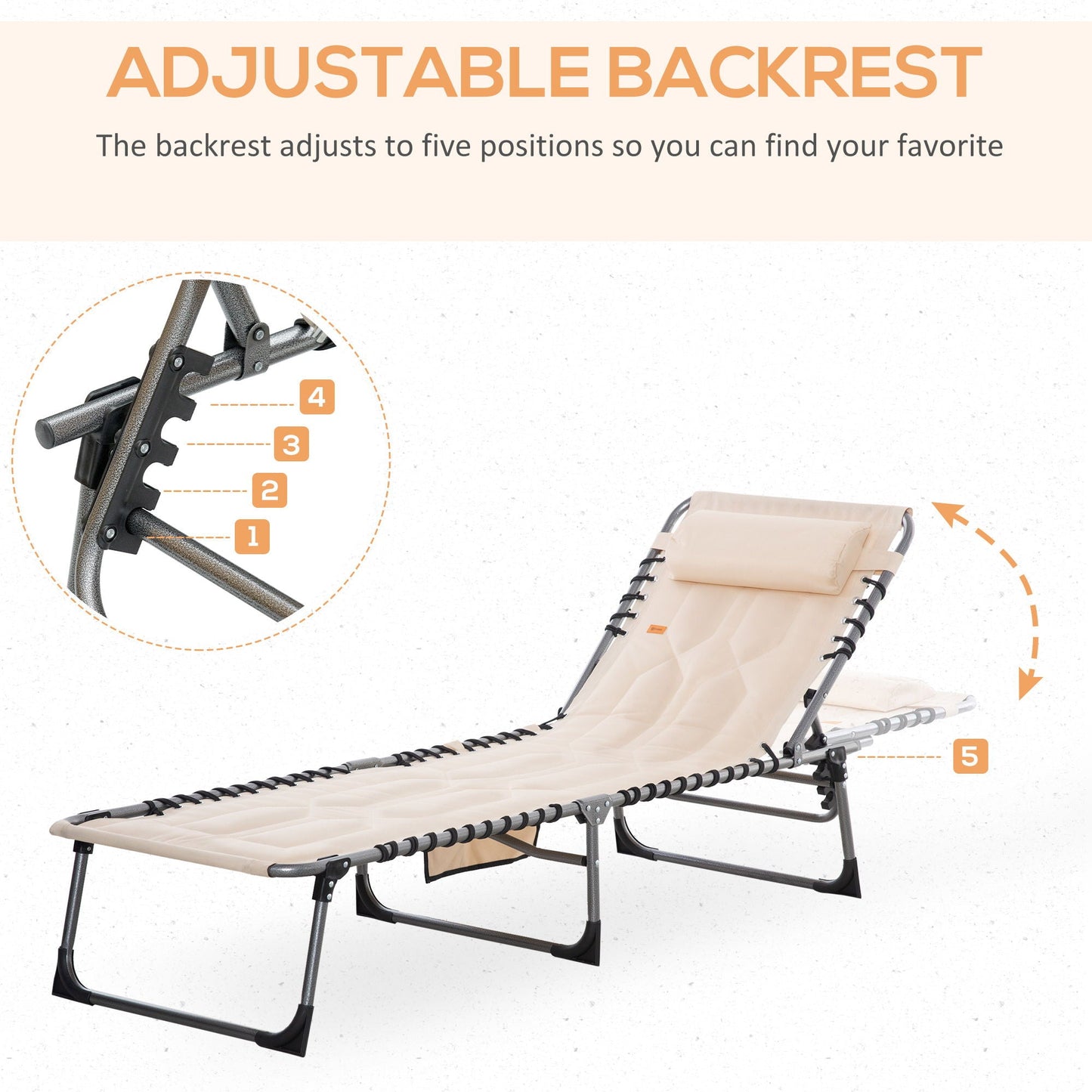 Padded Folding Chaise Lounge Chair
