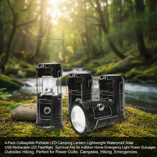 4-Pack Collapsible LED Camping Lantern