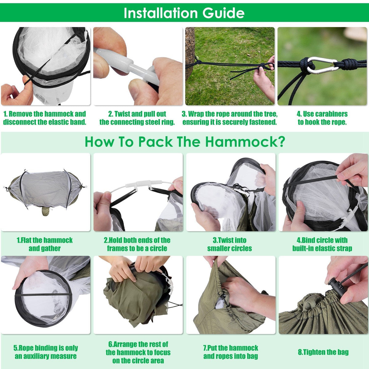 Hammock with Mosquito Net 3-in-1 Portable 440lbs