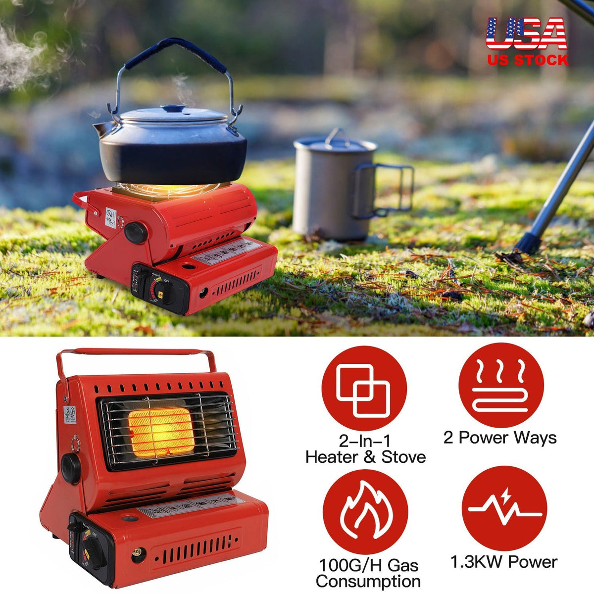 2 in 1 Portable Butane Burner Heater/ Stove