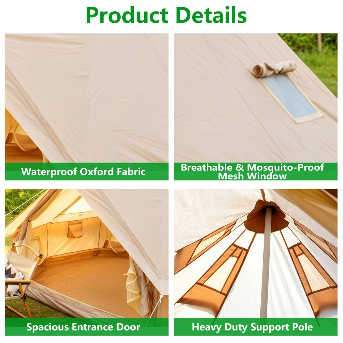 Oxford Bell Tent 13.1FT with Stove Jack