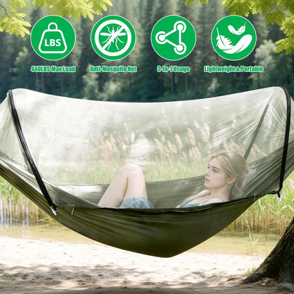 Hammock with Mosquito Net 3-in-1 Portable 440lbs