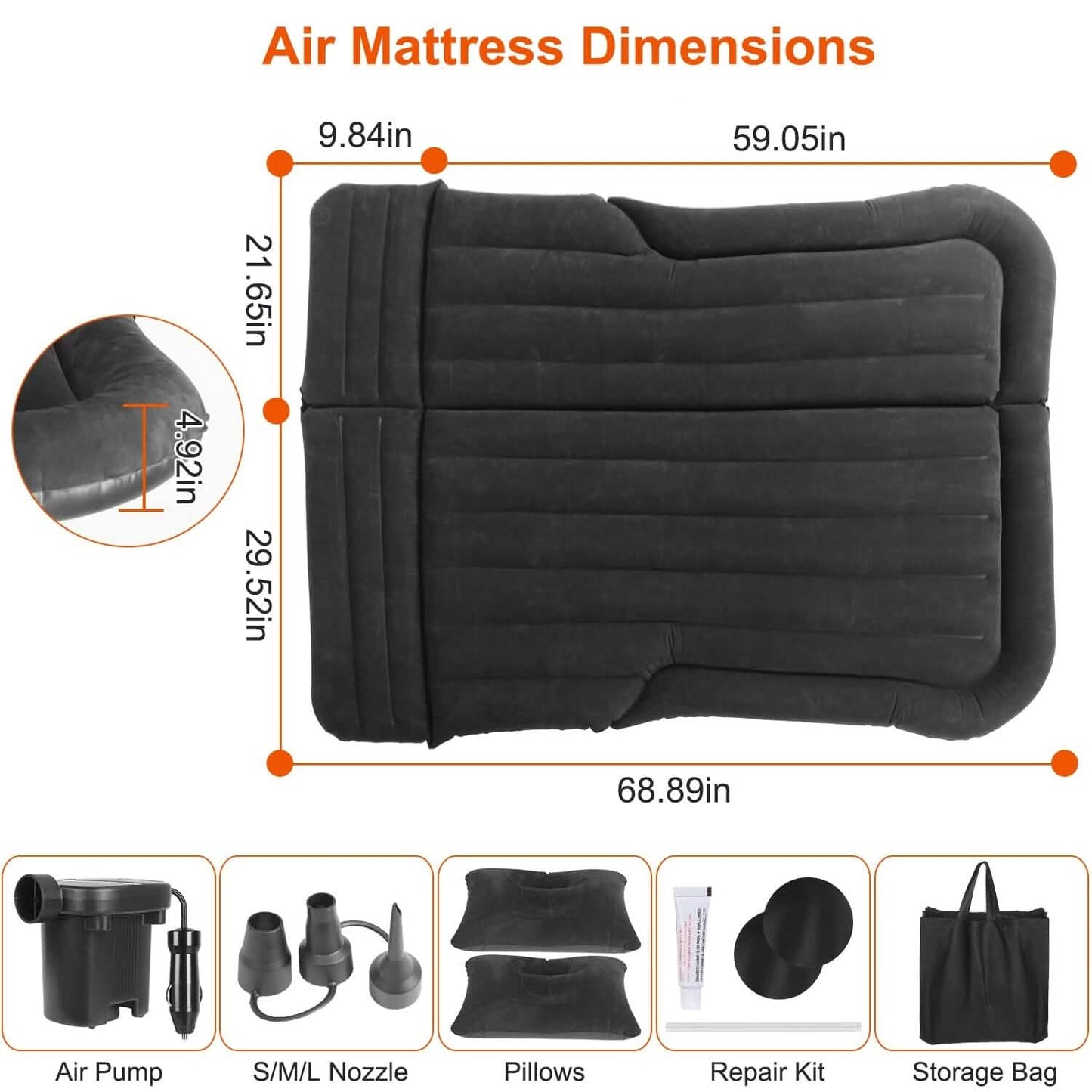 Inflatable SUV Air Mattress with Pillow