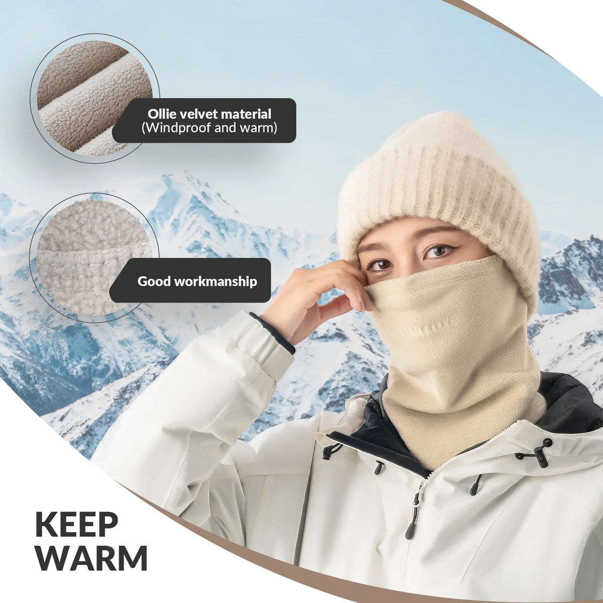 Double-Sided Fleece Face and Neck Warmer
