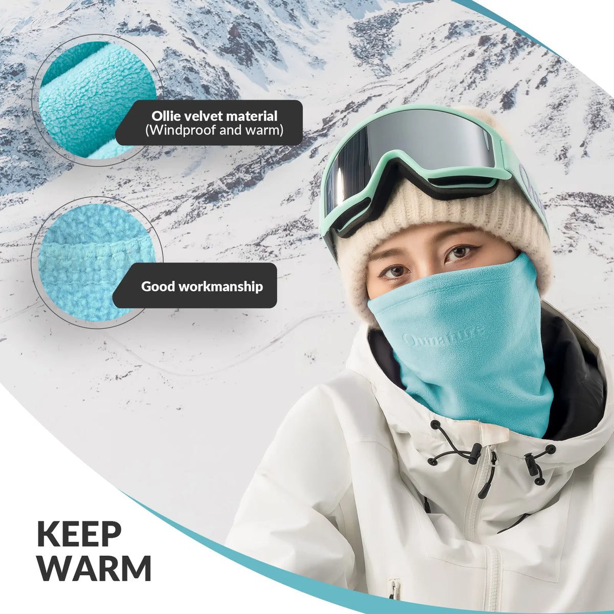 Double-Sided Fleece Face and Neck Warmer