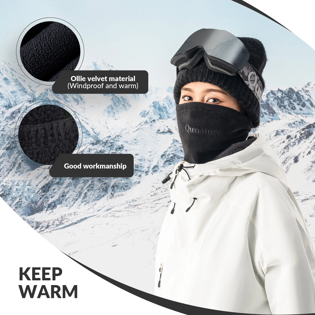 Double-Sided Fleece Face and Neck Warmer