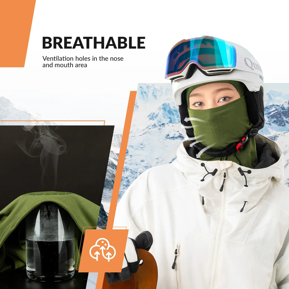 Lycra Ski Headgear with Thermal Mask for Cold-Weather Sports