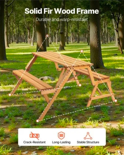 2-in-1  Picnic Table,  Wooden Table and Bench Set