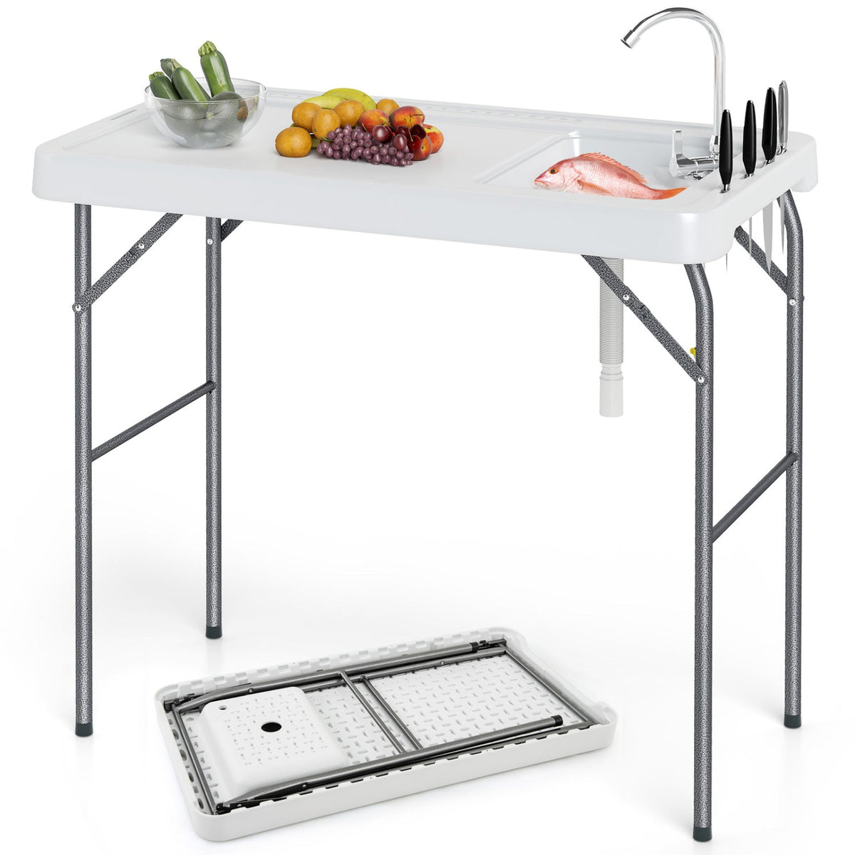Cleaning Table with Sink and Rotatable Faucet