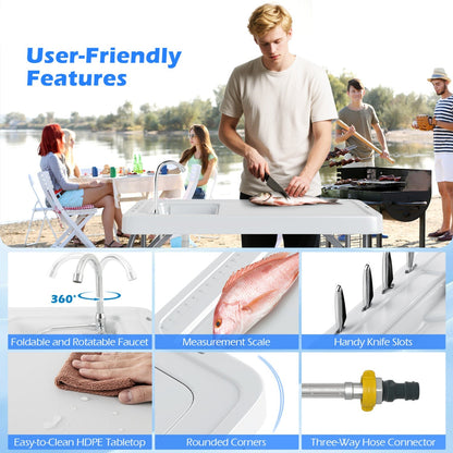 Cleaning Table with Sink and Rotatable Faucet