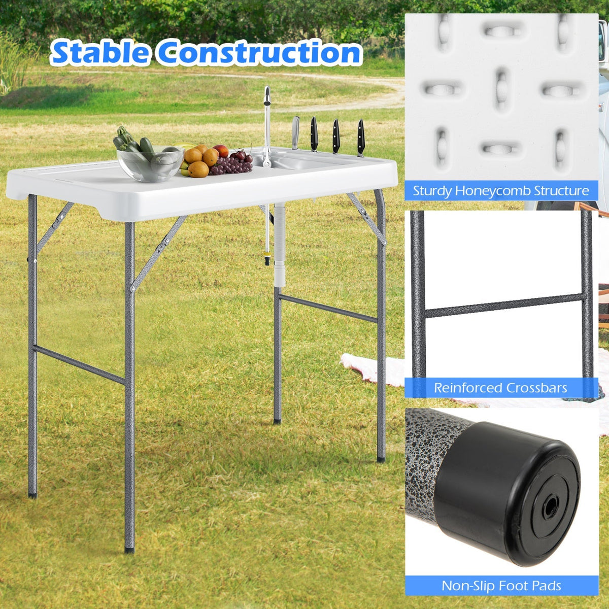Cleaning Table with Sink and Rotatable Faucet