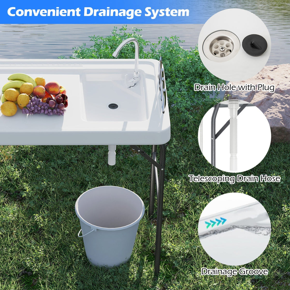 Cleaning Table with Sink and Rotatable Faucet