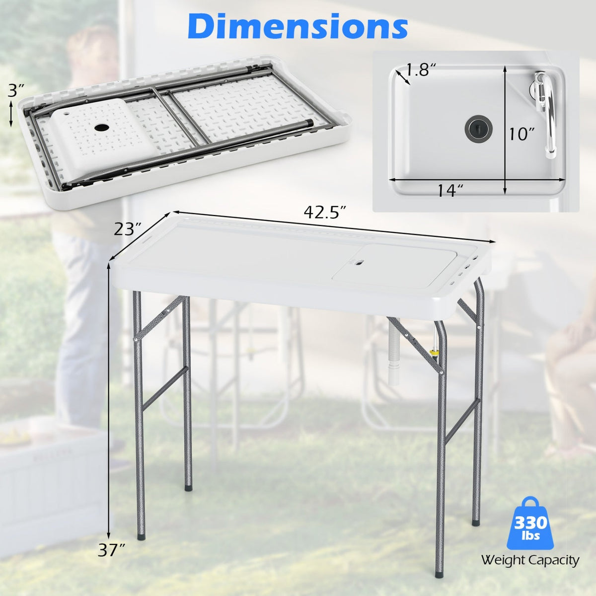 Cleaning Table with Sink and Rotatable Faucet